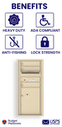 Florence 4C Horizontal Mailbox - 3 Doors, 1 Parcel Locker - ADA Compliant Max Height USPS Access