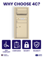 Florence 4C Horizontal Mailbox - 3 Doors, 1 Parcel Locker - ADA Compliant Max Height USPS Access