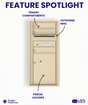 Florence 4C Horizontal Mailbox - 3 Doors, 1 Parcel Locker - ADA Compliant Max Height USPS Access