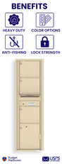 Florence 4C Horizontal Mailbox - 3 Doors, 1 Parcel Locker - Max Height USPS Access