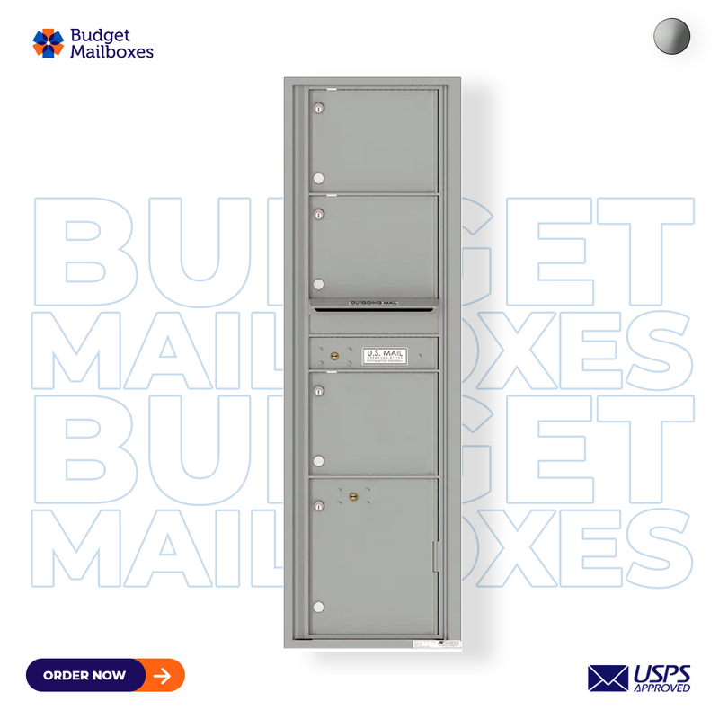 Florence 4C Horizontal Mailbox - 3 Doors, 1 Parcel Locker - Max Height USPS Access