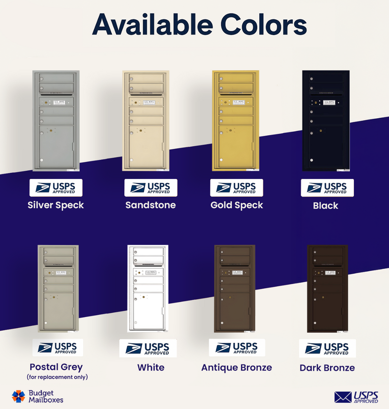 Florence 4C Horizontal Mailbox - 4 Doors, 1 Parcel Locker - ADA Compliant Max Height USPS Access