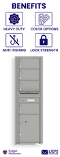 Florence 4C Horizontal Mailbox - 4 Doors, 1 Parcel Locker - 15 Doors High USPS Access