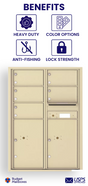 Florence 4C Horizontal Mailbox - 5 Doors, 2 Parcel Lockers - 12 Doors High USPS Access