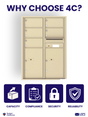 Florence 4C Horizontal Mailbox - 5 Doors, 2 Parcel Lockers - 12 Doors High USPS Access