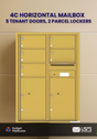 Florence 4C Horizontal Mailbox - 5 Doors, 2 Parcel Lockers - 12 Doors High USPS Access