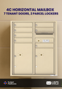 Florence 4C Horizontal Mailbox - 7 Doors, 2 Parcel Lockers - ADA Compliant Max Height USPS Access