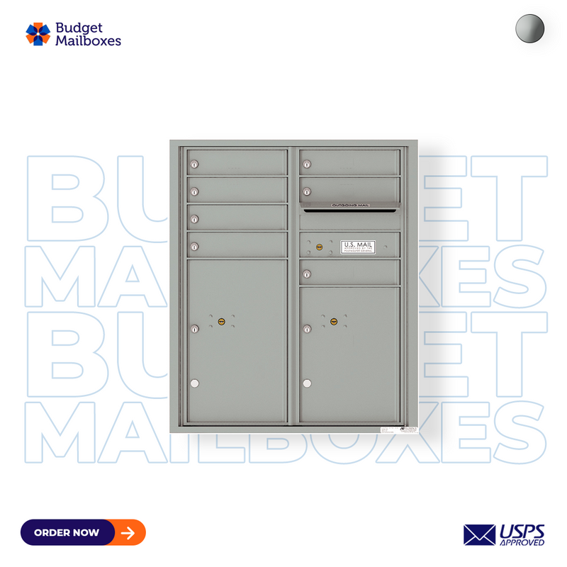 Florence 4C Horizontal Mailbox - 7 Doors, 2 Parcel Lockers - ADA Compliant Max Height USPS Access
