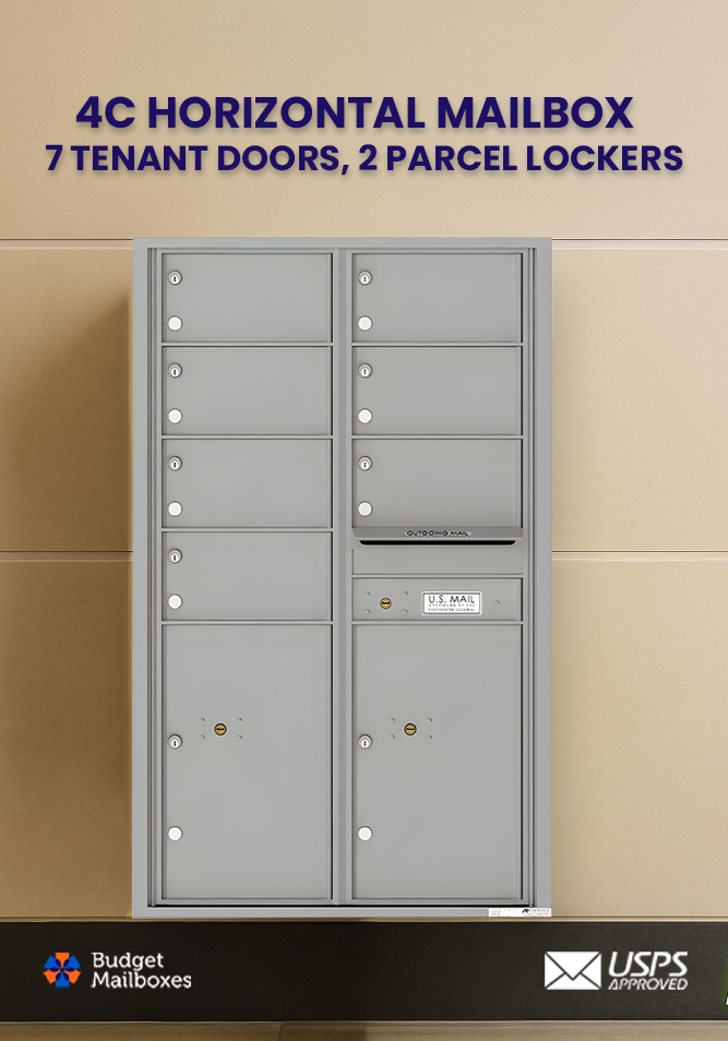 Florence 4C Horizontal Mailbox - 7 Doors, 2 Parcel Lockers - 14 Doors High USPS Access