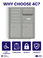 Florence 4C Horizontal Mailbox - 8 Doors, 2 Parcel Lockers - ADA Compliant Max Height USPS Access