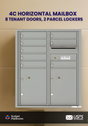 Florence 4C Horizontal Mailbox - 8 Doors, 2 Parcel Lockers - ADA Compliant Max Height USPS Access