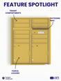 Florence 4C Horizontal Mailbox - 9 Doors, 2 Parcel Lockers - ADA Compliant Max Height USPS Access