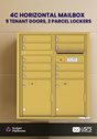 Florence 4C Horizontal Mailbox - 9 Doors, 2 Parcel Lockers - ADA Compliant Max Height USPS Access