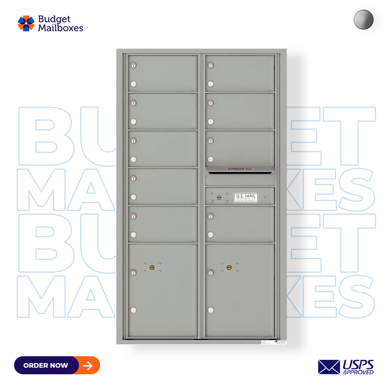 Florence 4C Horizontal Mailbox - 9 Doors, 2 Parcel Lockers - 15 Doors High USPS Access