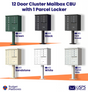 Florence 12-Door Cluster Mailbox Premium Package with Pedestal and Installation Hardware