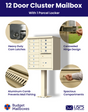 Florence 12 Door USPS Cluster Mailbox with Parcel Locker, Pedestal Included