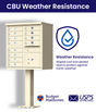 Florence 12 Door USPS Cluster Mailbox with Parcel Locker, Pedestal Included