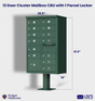 Florence 13-Door Cluster Mailbox Premium Package with Pedestal and Installation Hardware