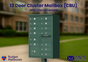 13 Door High Security USPS Cluster Mailbox CBU with 1 Parcel Locker, Pedestal Included