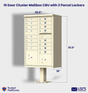 Florence 16 Door USPS Cluster Mailbox with 2 Parcel Lockers, Pedestal Included