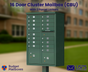 16 Door High Security USPS Cluster Mailbox CBU with 2 Parcel Lockers, Pedestal Included