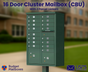 Florence 16-Door Cluster Mailbox Premium Package with Pedestal and Installation Hardware