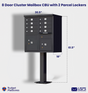 Florence 8-Door Cluster Mailbox Premium Package with Pedestal and Installation Hardware