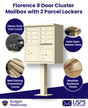 Florence 8 Door USPS Cluster Mailbox with 2 Parcel Lockers, Pedestal Included