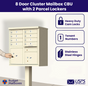 Florence 8-Door Cluster Mailbox Premium Package with Pedestal and Installation Hardware
