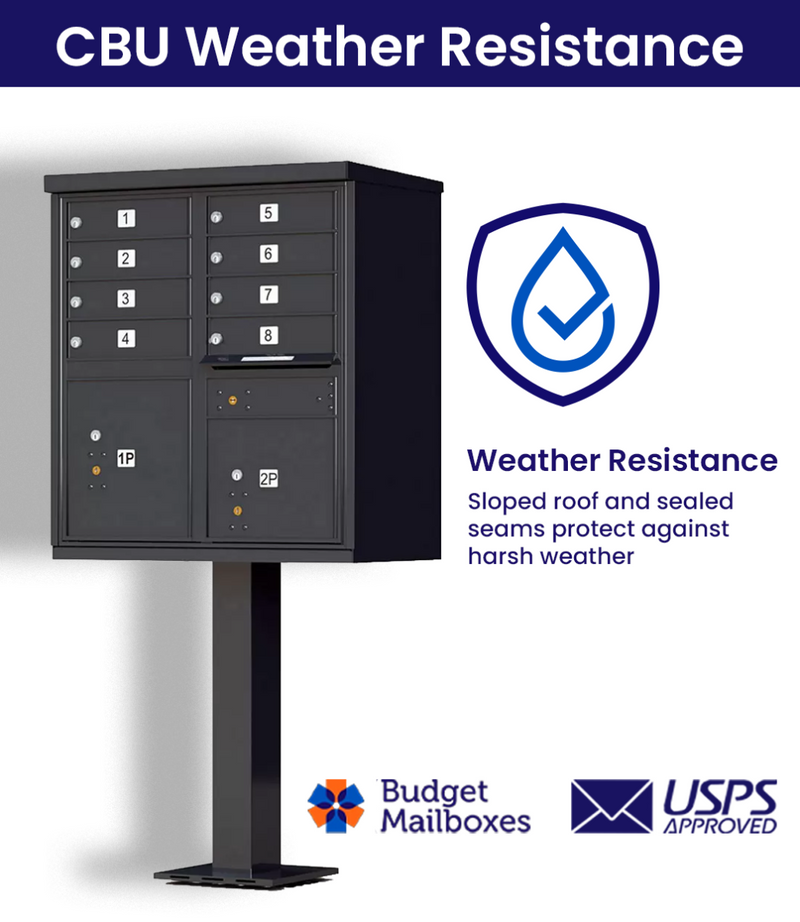 Florence 8-Door Cluster Mailbox Premium Package with Pedestal and Installation Hardware