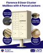Florence 8 Door USPS Cluster Mailbox with 4 Parcel Lockers, Pedestal Included