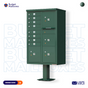 Florence 8 Door USPS Cluster Mailbox with 4 Parcel Lockers, Pedestal Included