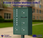 Florence 8 Door USPS Cluster Mailbox with 4 Parcel Lockers, Pedestal Included