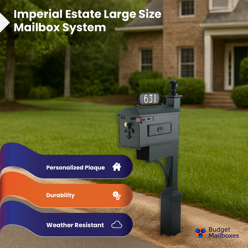 Estate Large Size Mailbox System with Fleur de Lis Mailbox
