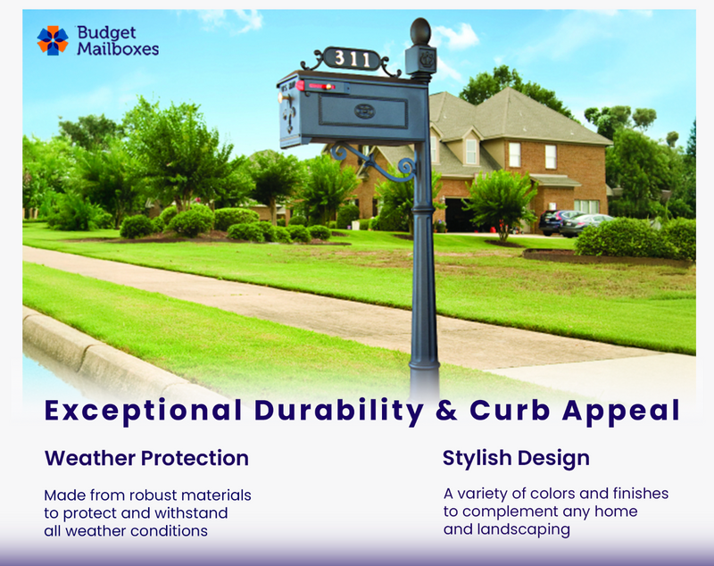Estate Large Size Mailbox System with Fleur de Lis Mailbox
