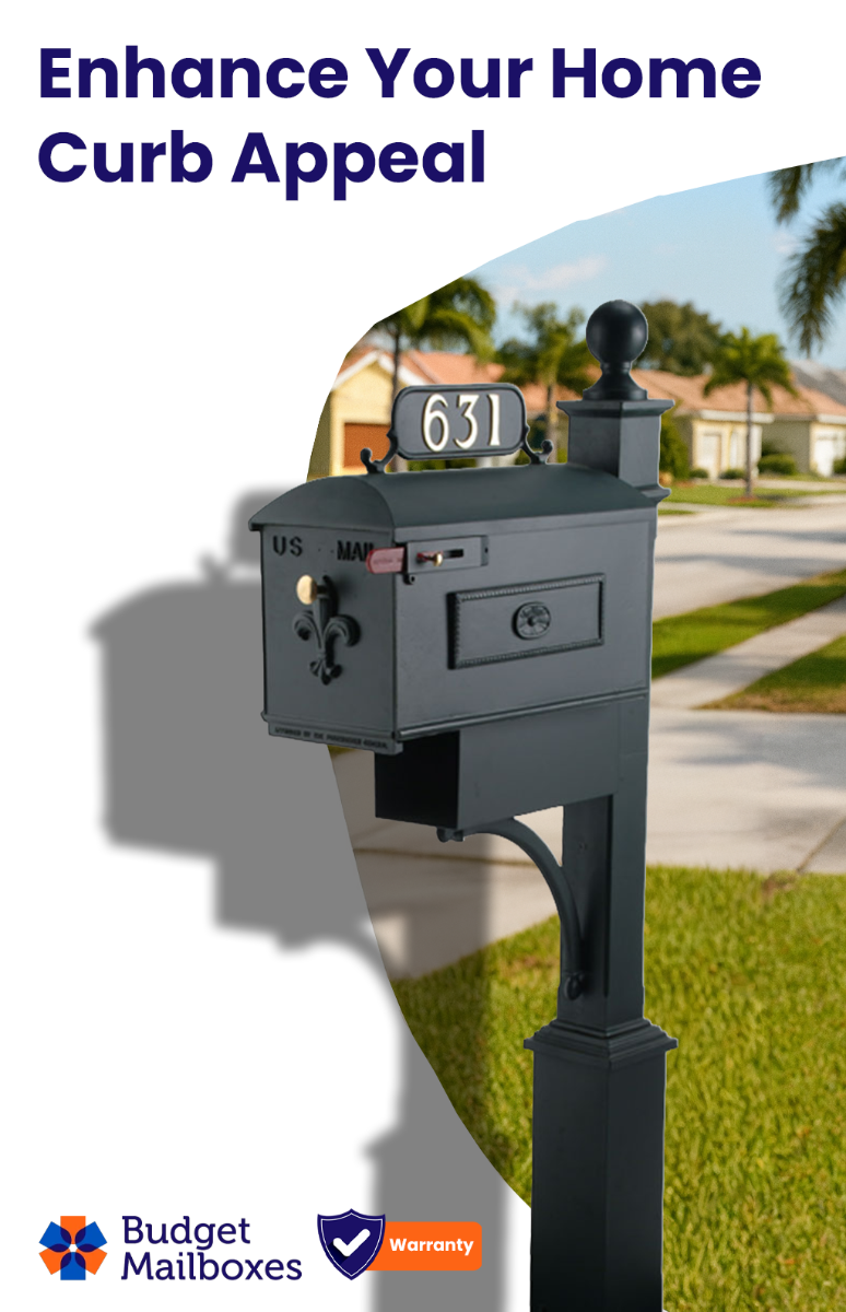 Estate Large Size Mailbox System with Fleur de Lis Mailbox