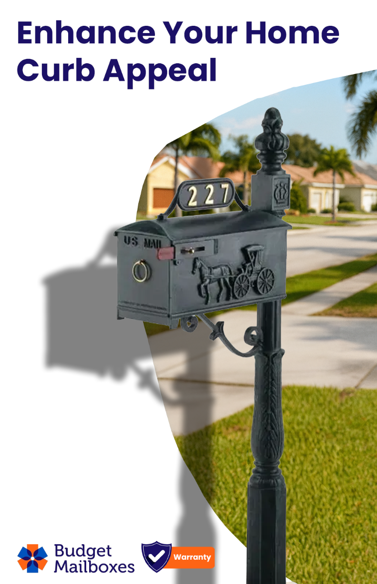 Residential Mailbox System with Horse and Buggy Mailbox