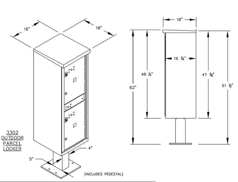Salsbury Outdoor Parcel Locker with 2 Compartments with USPS Access – Type I