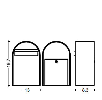 USPS Approved Bobi Classic B Rear Access Modern Locking White Mailbox and Round Stainless Steel Post Combo