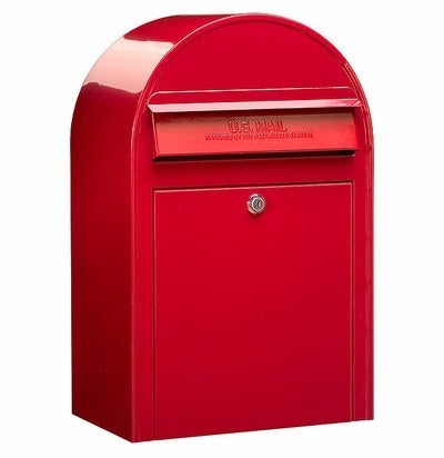 Bobi Classic Front Access Red Mailbox and Round Red Post Combo