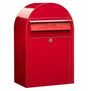 Bobi Classic Front Access Red Mailbox and Round Green Post Combo