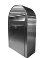 Bobi Classic Slim Front Access Modern Locking Stainless Steel Mailbox and Round Black Post Combo
