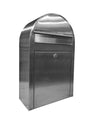 Bobi Classic Slim Front Access Modern Locking Stainless Steel Mailbox and Round Black Post Combo