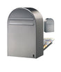 USPS Approved Bobi Classic B Rear Access Modern Locking Stainless Steel Mailbox and Round Black Post Combo