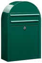 Bobi Classic Slim Front Access Modern Locking Green Mailbox and Round White Post Combo