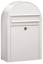 Bobi Classic Slim Front Access Modern Locking White Mailbox and Round Red Post Combo