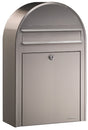 Bobi Classic Slim Front Access Modern Locking Stainless Steel Mailbox and Round Red Post Combo