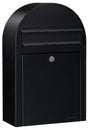 Bobi Classic Slim Front Access Modern Locking Black Mailbox and Round Black Post Combo