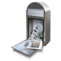Bobi Grande Front Access Stainless Steel Mailbox with Round Red Post Combo
