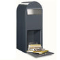 Bobi Jumbo Front Access Package Grey Mailbox with Stainless Steel Mail Slot and Round Green Post Combo